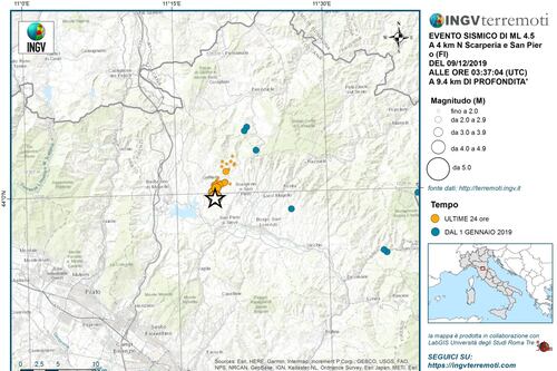 Terremoto nel Mugello, lo sciame sismico fa paura: 65 scosse da ieri sera