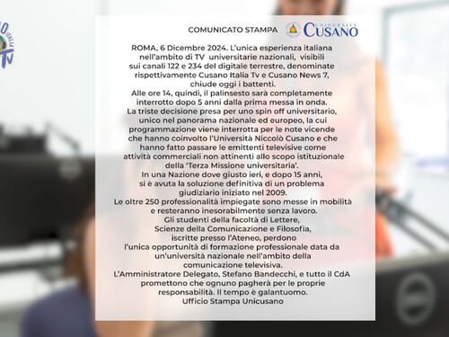 Inchiesta Unicusano, chiuse le tv di Stefano Bandecchi: cosa va in onda