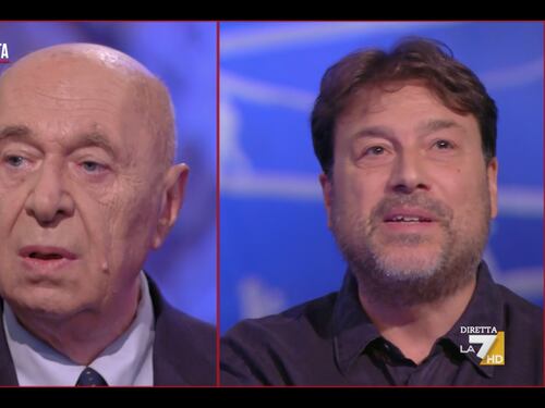 Piazzapulita, il solito odio di Montanari: “Da Meloni ipocrisia rivoltante”. Poi litiga con Mieli