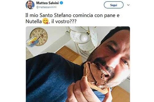 Matteo Salvini rinnega la Nutella: usano le nocciole turche, non la mangio più