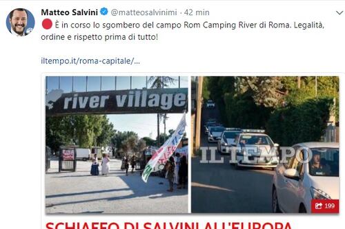 Salvini esulta con Il Tempo: "Legalità, ordine e rispetto prima di tutto!"