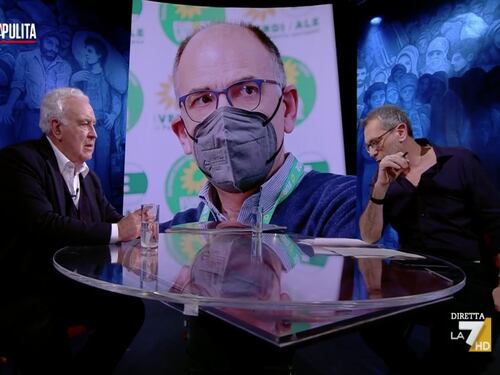 Piazzapulita, schiaffo di Michele Santoro a Enrico Letta: dove eri quando gli americani bombardavano l’Iraq?