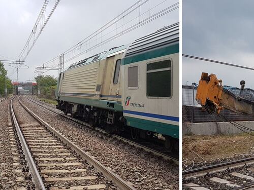 Schianto con una gru sui binari, treno regionale deraglia sulla Torino-Savona