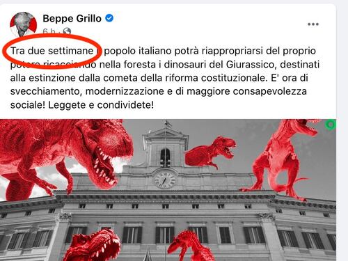 Beppe Grillo in tilt, la gaffe clamorosa sul Referendum. E il sì rischia la batosta