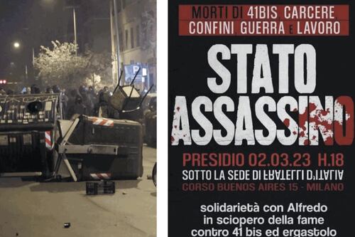 Gli anarchici tornano in piazza. Cospito annuncia: si lascerà morire in carcere