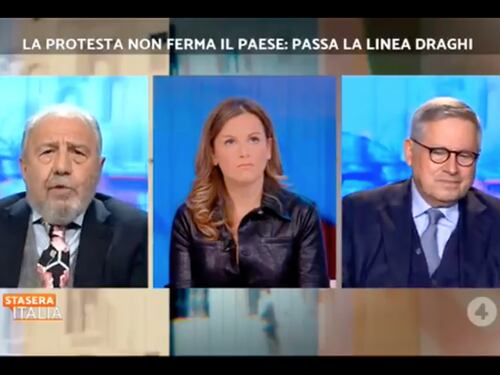 "La vera dittatura". Caprarica a valanga a Stasera Italia contro i no-green pass: aggressivi e violenti