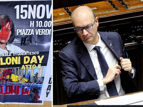 Bologna, il manifesto choc. Valditara: "Violenza come metodo di lotta politica"