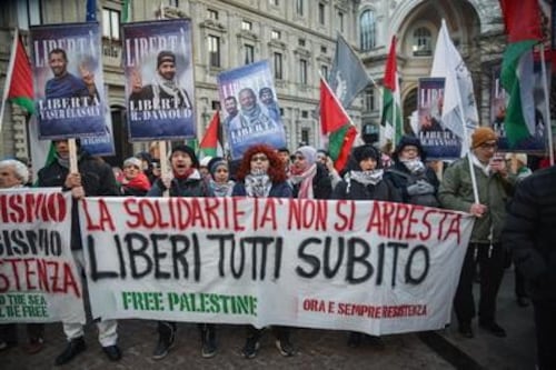 La Sinistra si ritrova in piazza per difendere Hannoun & Co. e attaccare Meloni e gli Usa