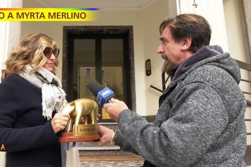 Striscia la notizia, Tapiro d'Oro a Myrta Merlino: la replica della conduttrice