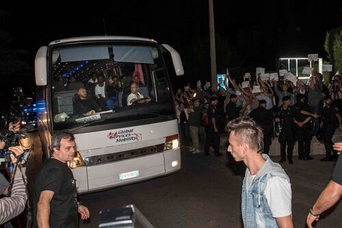 Migranti della Diciotti a Rocca di Papa. Primo pullman arrivato a tarda sera