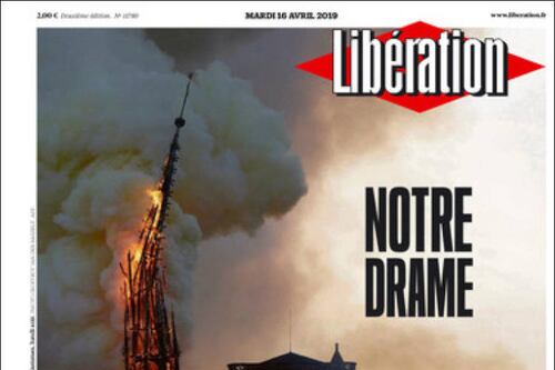 "Notre Drame", la cattedrale in fiamme sui giornali francesi