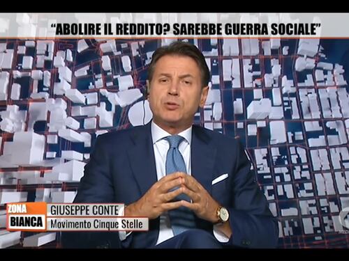 Zona Bianca, “pronta la rivolta sociale”. Giuseppe Conte agita lo spauracchio del reddito di cittadinanza