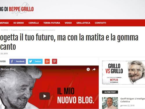 Grillo lancia il nuovo blog e si allontana dal M5S