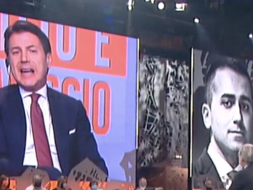 Dritto e rovescio, Conte spiana Di Maio: invece di lavorare per la pace si è fatto il partitino