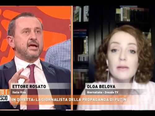 Dritto e rovescio, la giornalista russa attacca: “In Italia niente libertà di parola”. Ettore Rosato perde la calma