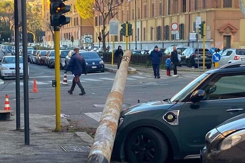 Crolla il palo del tram, paura al Flaminio: "Poteva scapparci il morto"