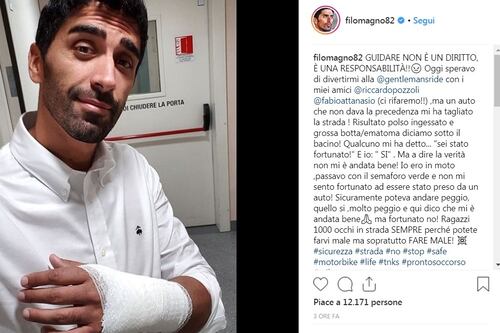 Paura per Filippo Magnini: ho fatto un incidente in moto