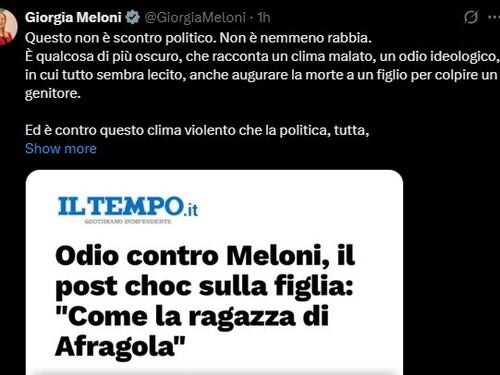 Meloni, minacce choc alla figlia: "Clima malato e oscuro". L'appello alla politica