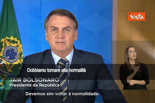 Bolsonaro controcorrente: basta isterie, il coronavirus è solo un'influenza