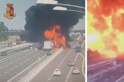 Bologna, il tamponamento poi l'esplosione. Ecco il video choc