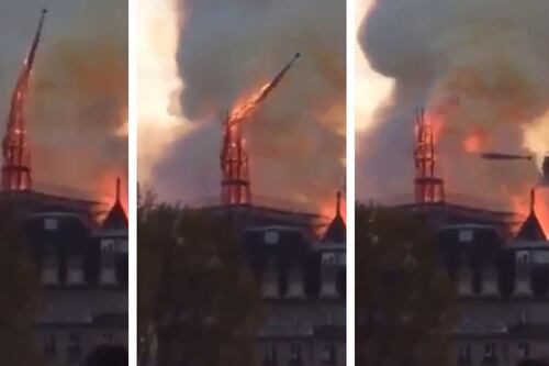 La guglia di Notre Dame si spezza divorata dalle fiamme